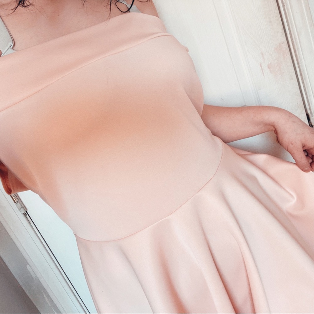 Pale Pink Off The Shoulder Dress